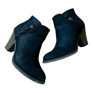 MIA Black Ankle Booties with Braided Detail